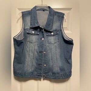 MISS MOLY Women's Denim Distressed Classic Vest Cotton